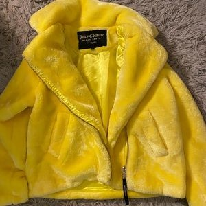 Juicy Couture yellow faux fur jacket